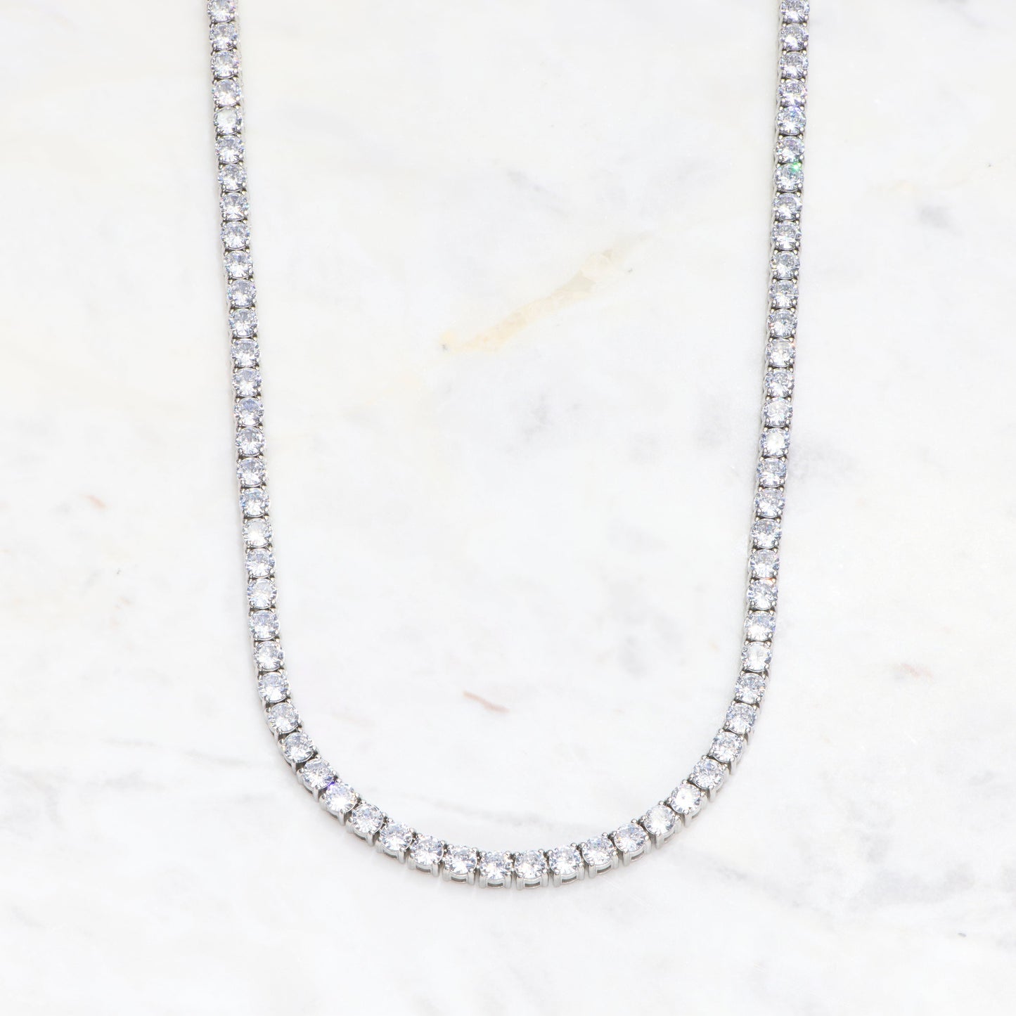 Iced Tennis Necklace - Silver