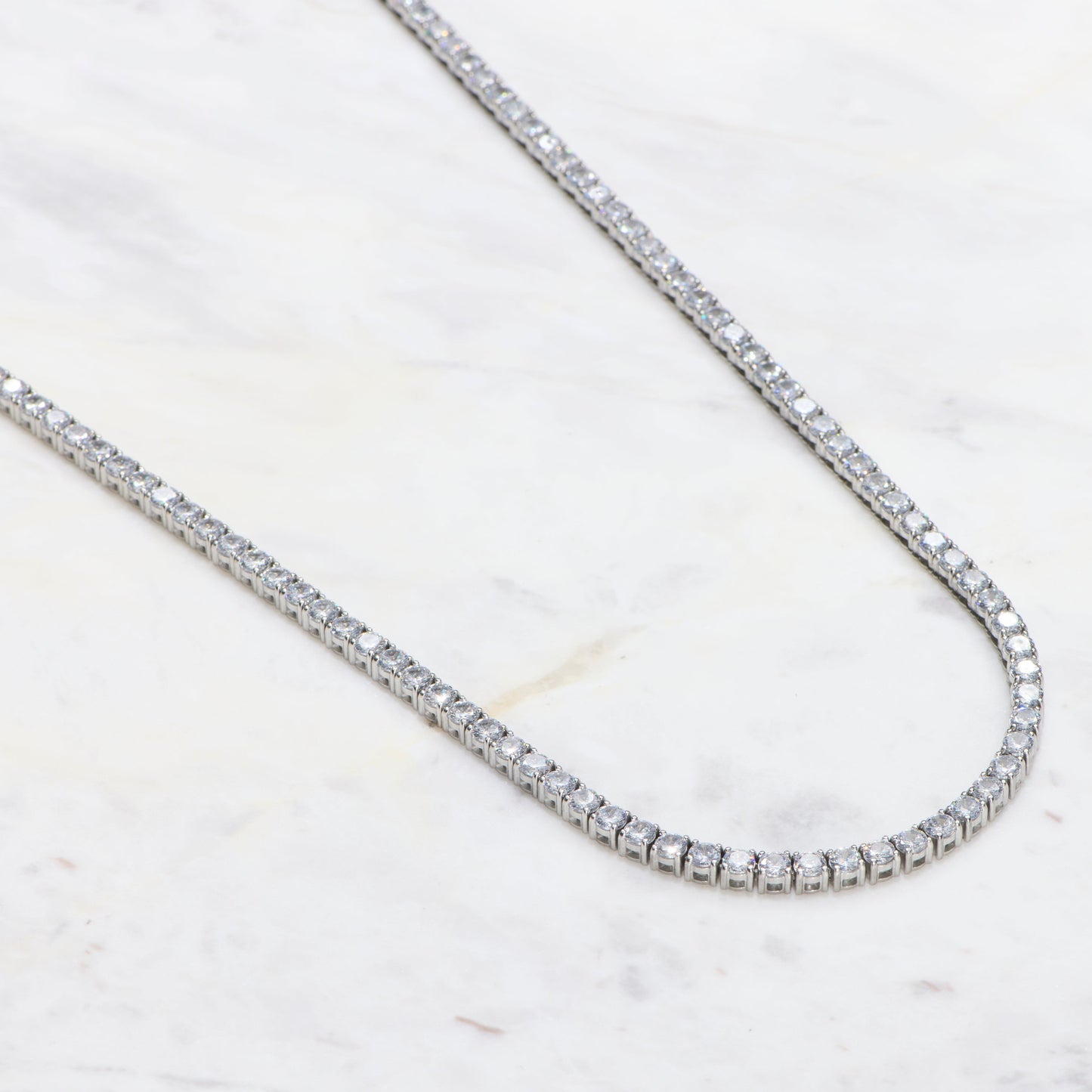 Iced Tennis Necklace - Silver new design