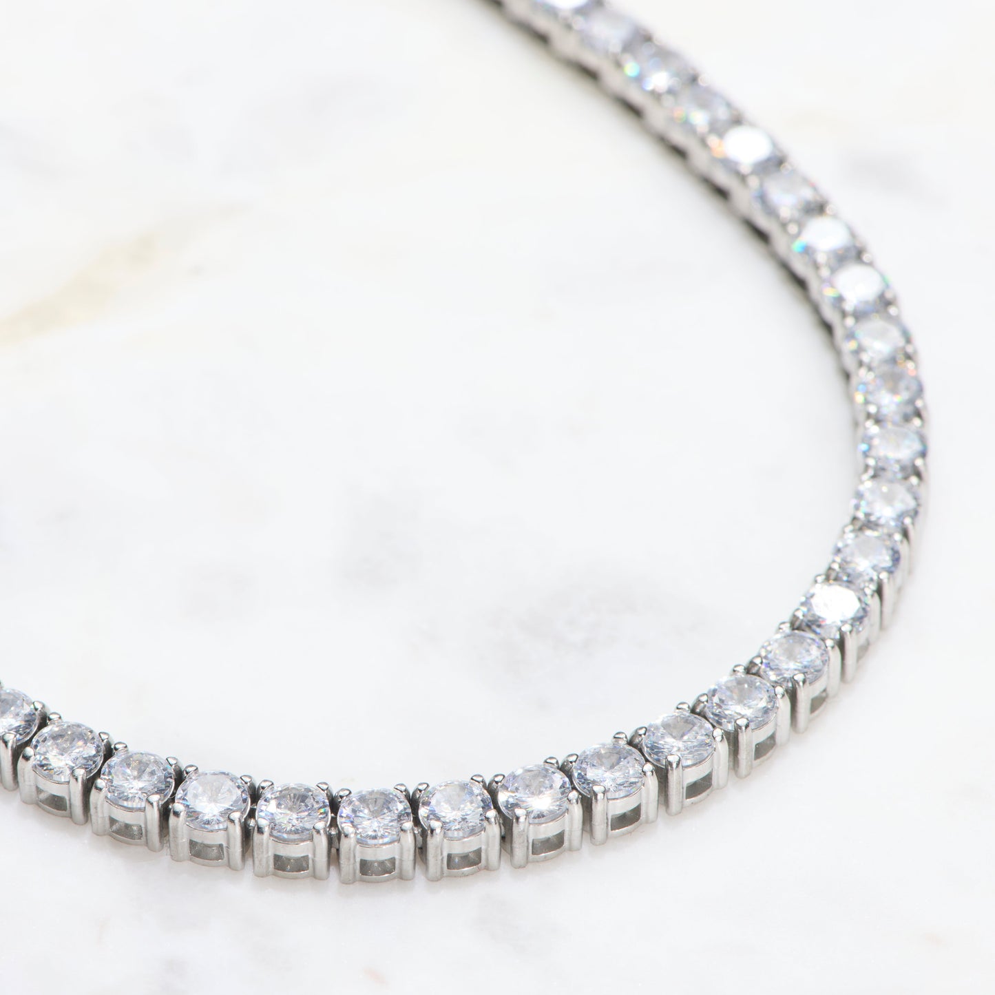 Iced Tennis Necklace - Silver Australia