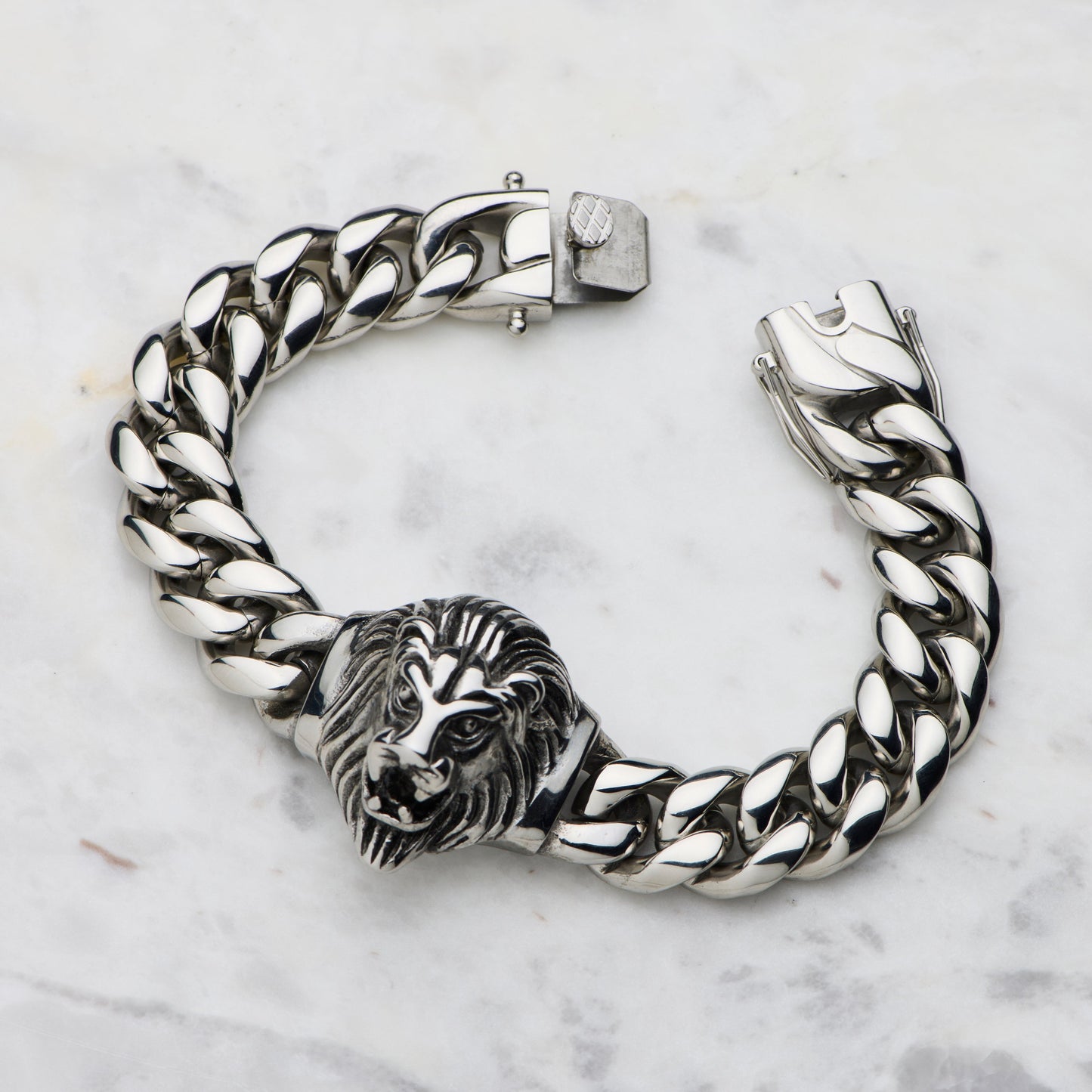 Embossed Lion Bracelet - Silver