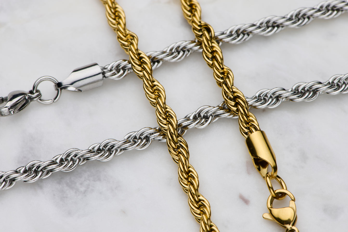 Rope gold and silver Chain - 4mm