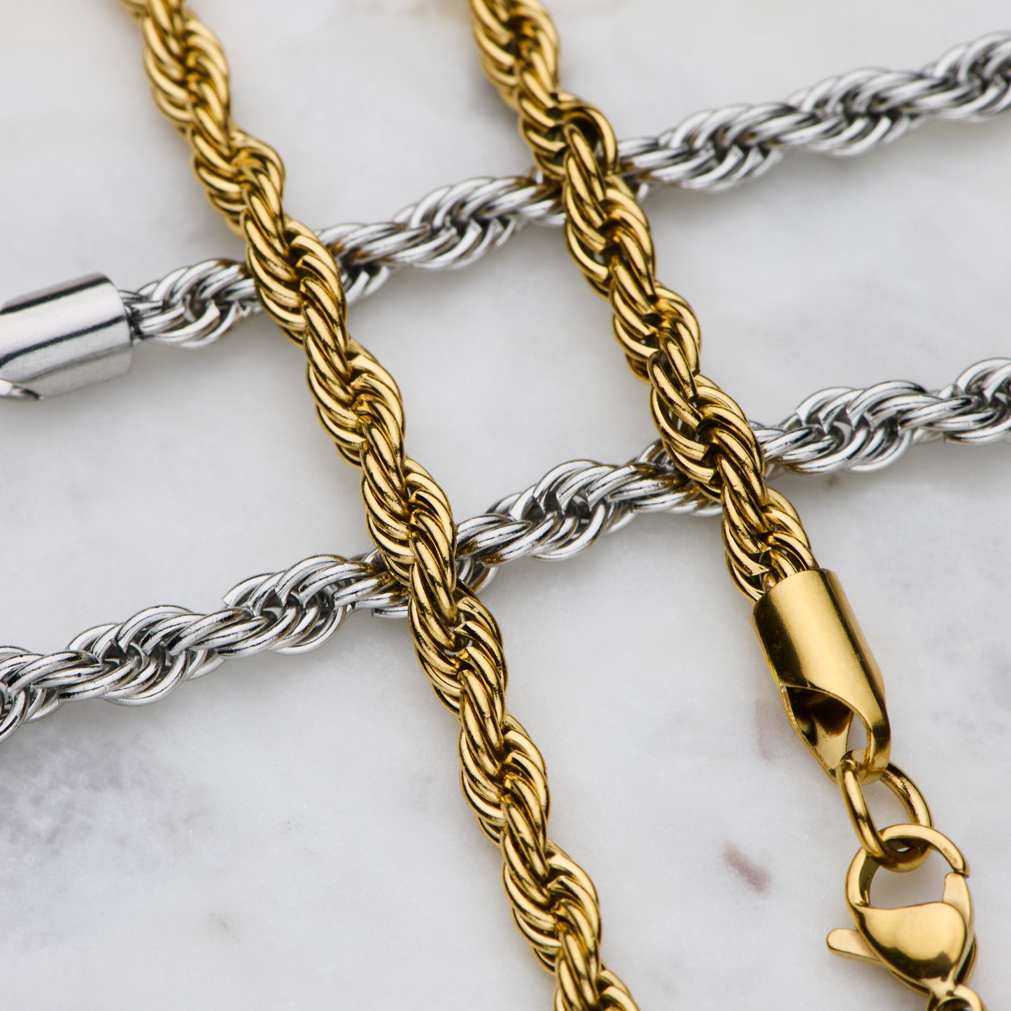 Rope gold and silver Chain - 4mm