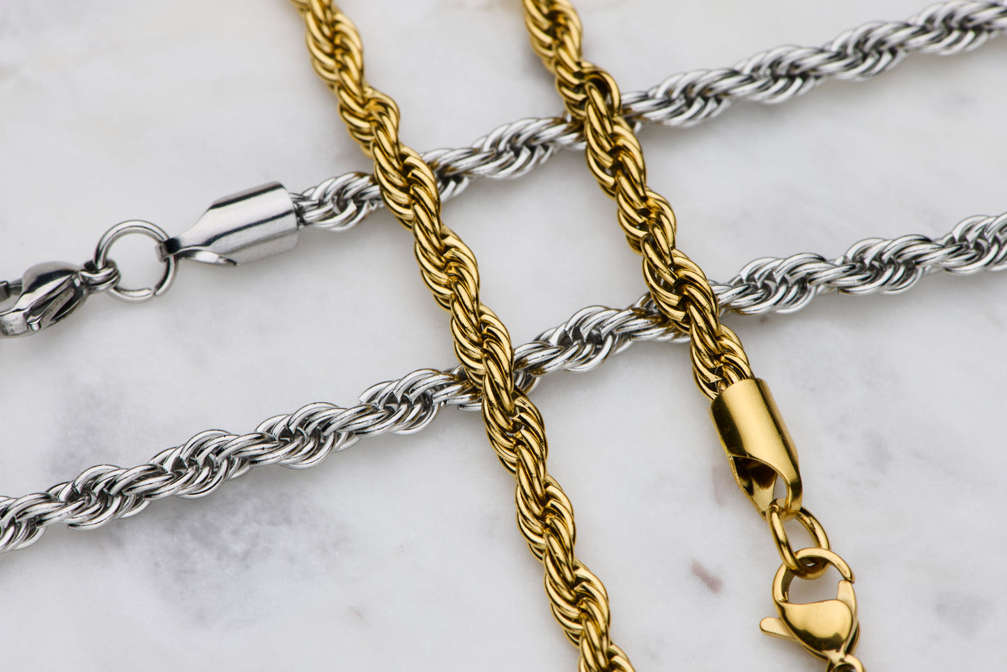 silver and gold Rope Bracelet - 4mm