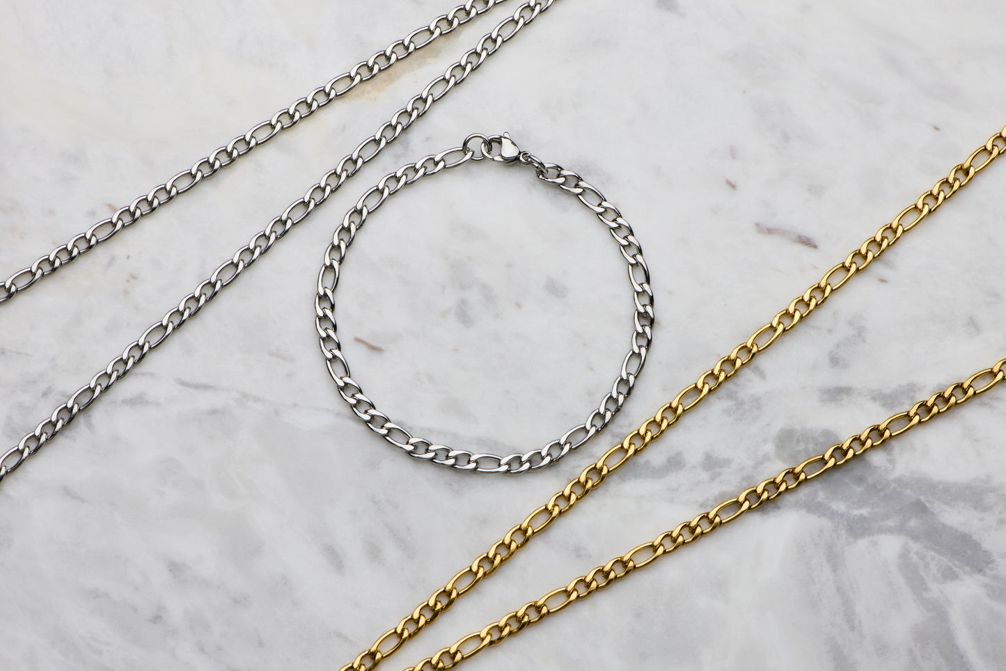 Figaro Bracelet silver and gold - 5mm