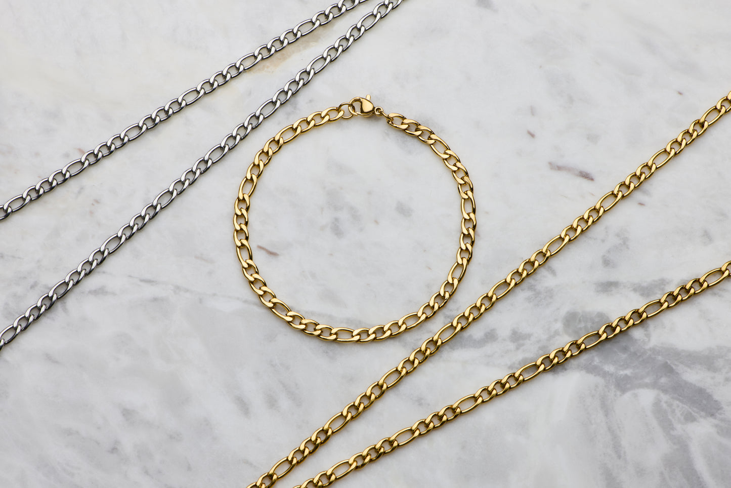 Figaro Bracelet gold and silver - 5mm Waverley jewellery | Australia