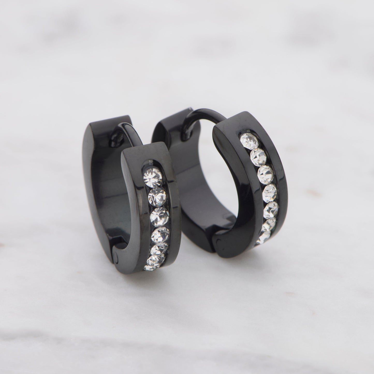 Studded Hoop - Black