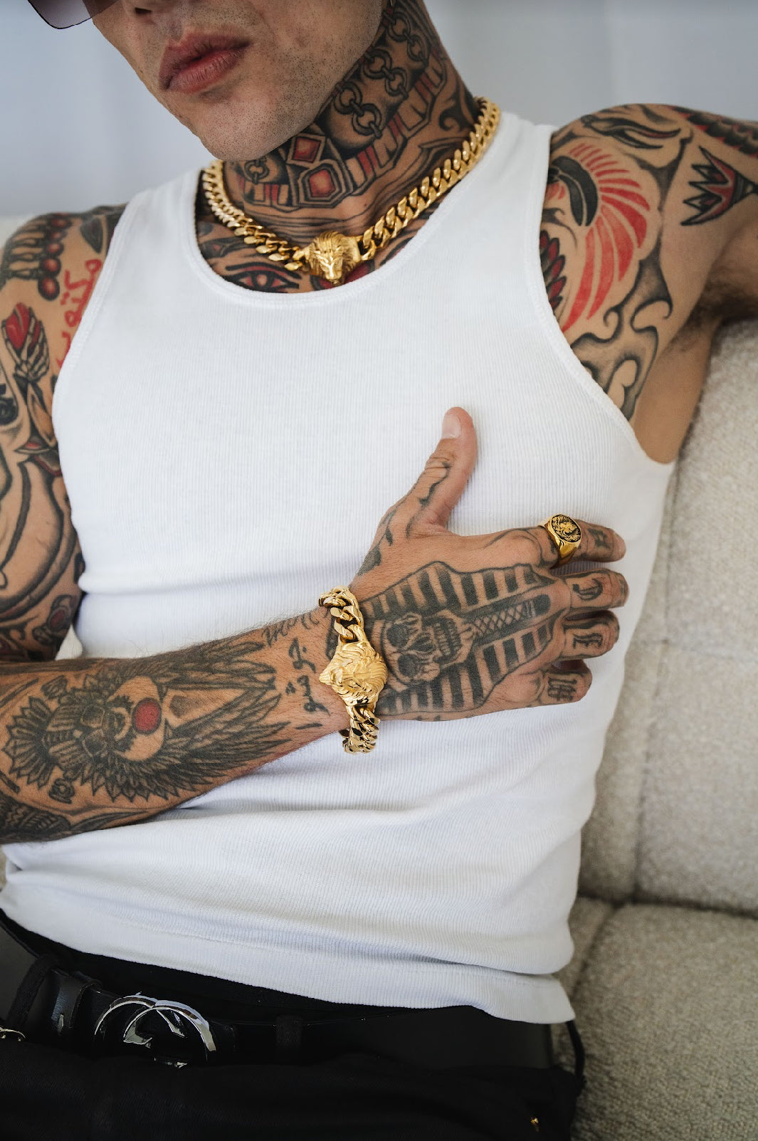 Embossed Lion Alpha Set - Gold for mens