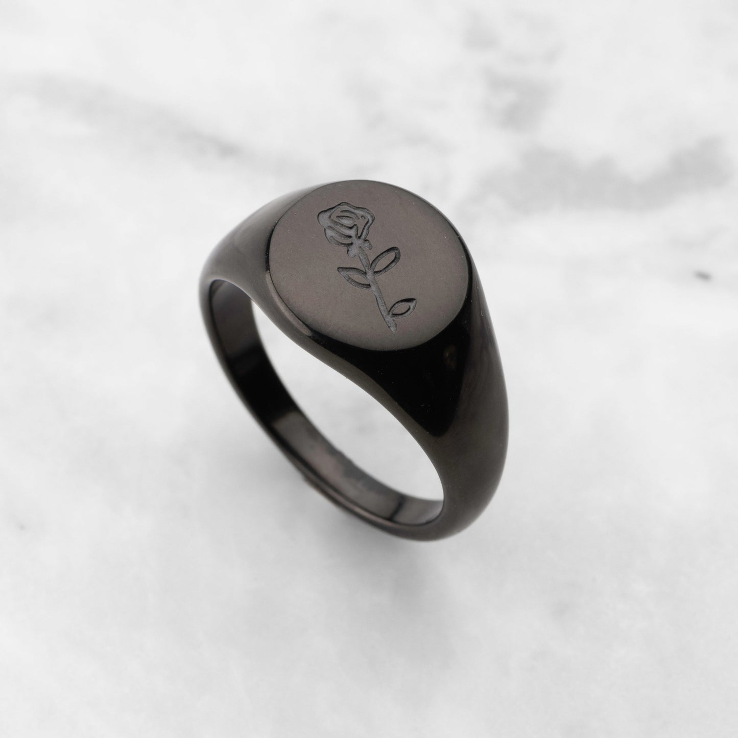Sorrento Rose Signet - Black Ring