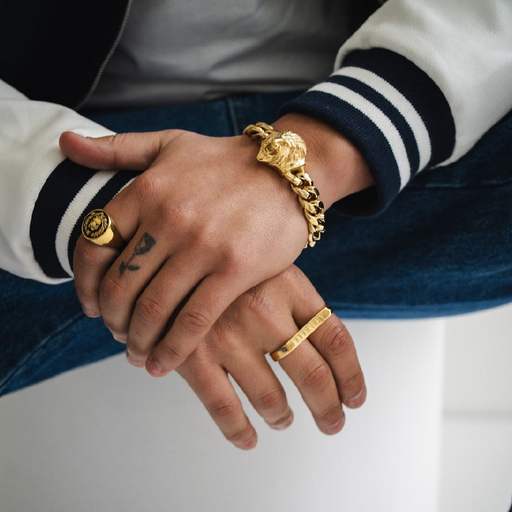 Embossed Lion Bracelet - Gold for mens