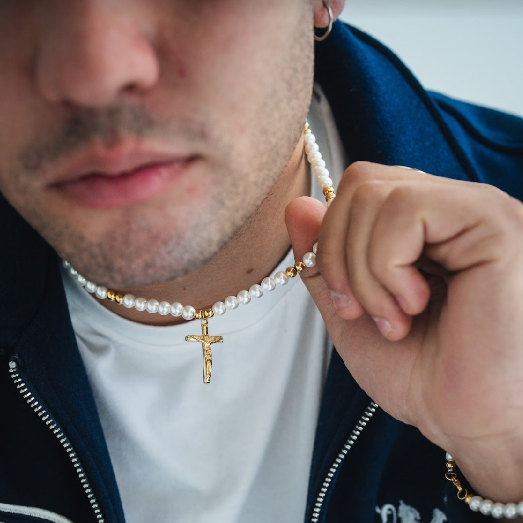 Pearl Crucifix - Gold chain | Waverley jewellery