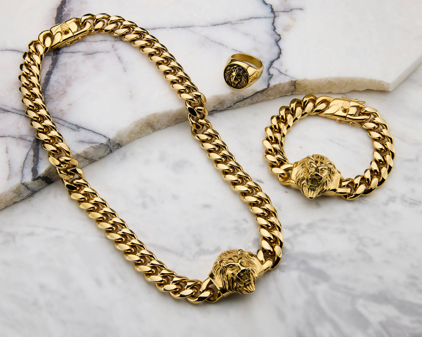 Embossed Lion Alpha Set - Gold