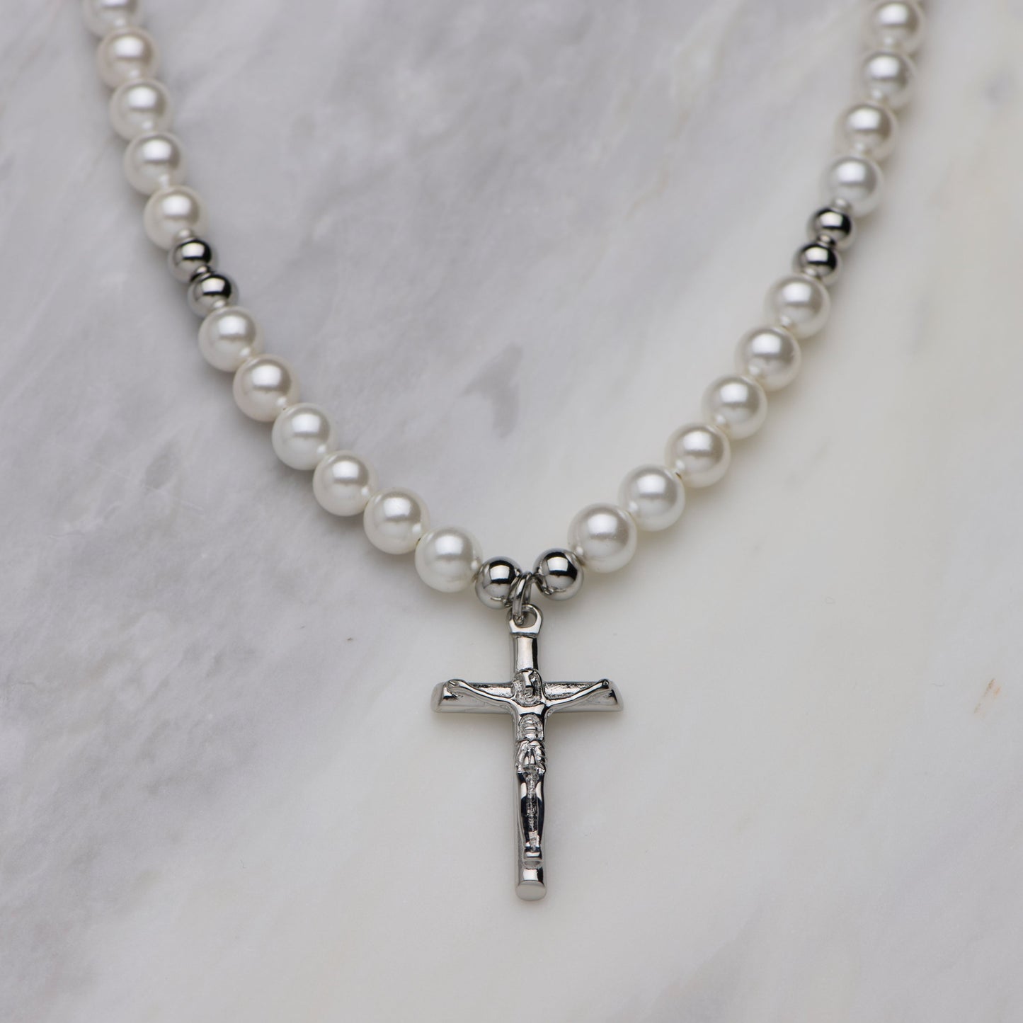 Pearl Crucifix - Silver Waverley jewellery