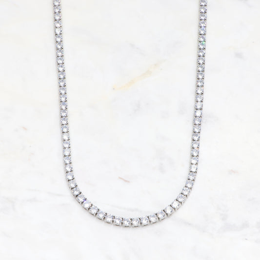 Iced Tennis Necklace - Silver