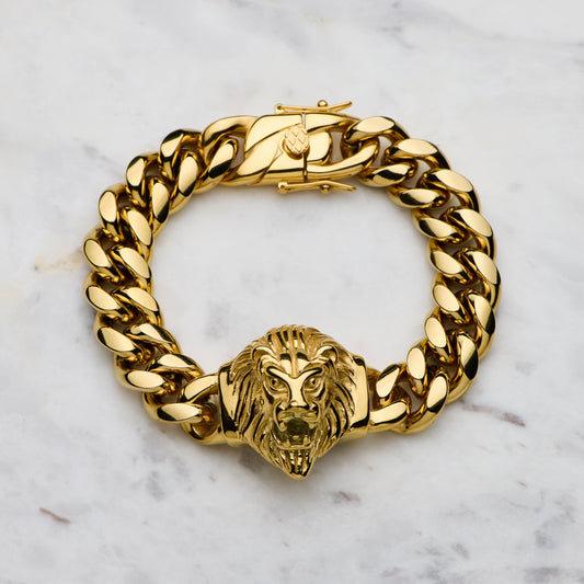 Embossed Lion Bracelet - Gold