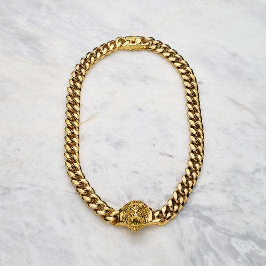 Embossed Lion Chain - Gold