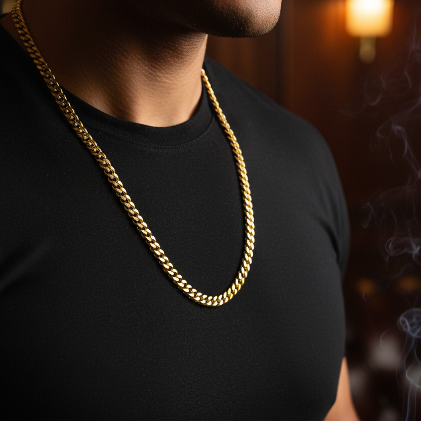 Gold Cuban Chain — Close Up Detail Shot