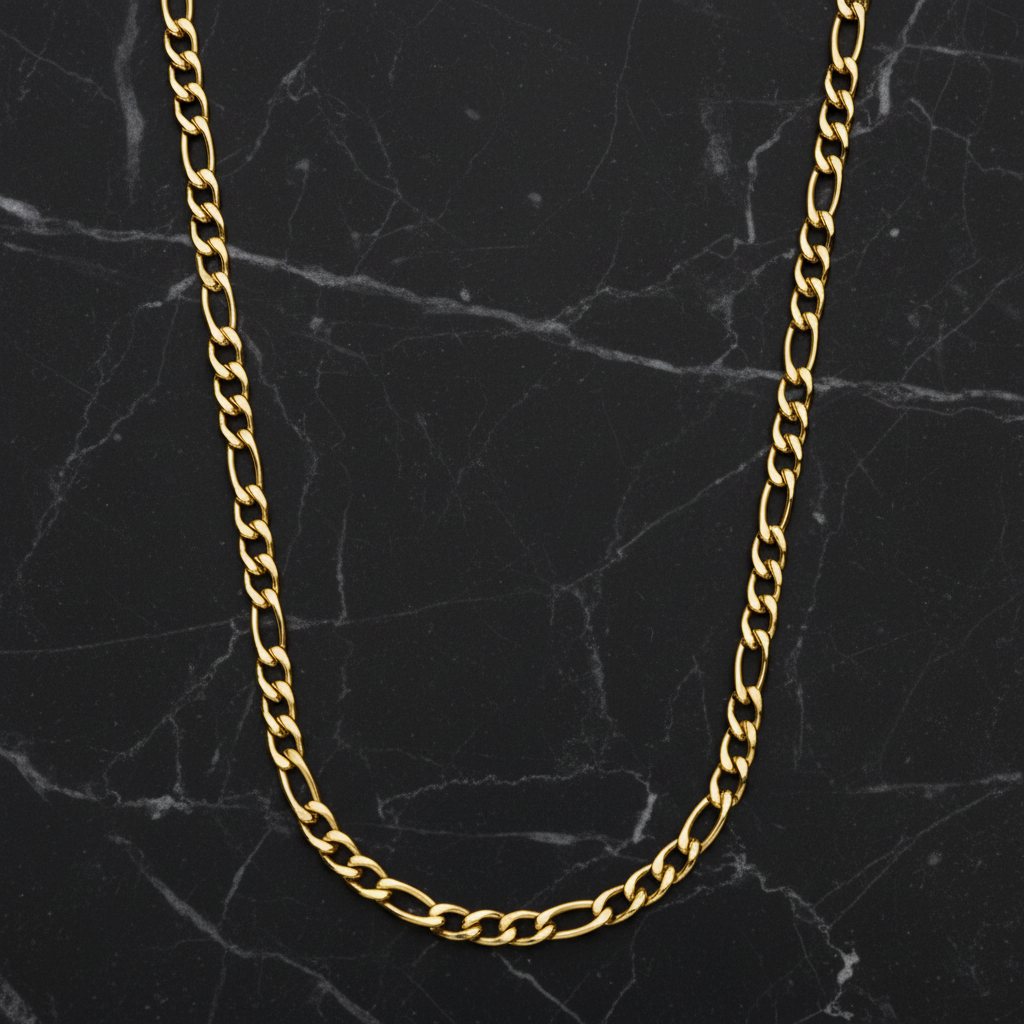 Gold chain on a black marble background