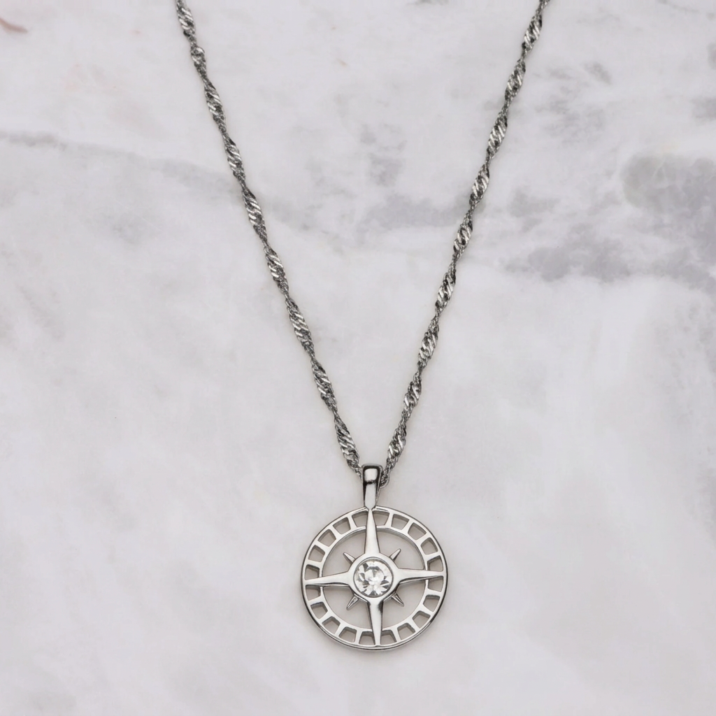 Meridian necklace in silver on marble