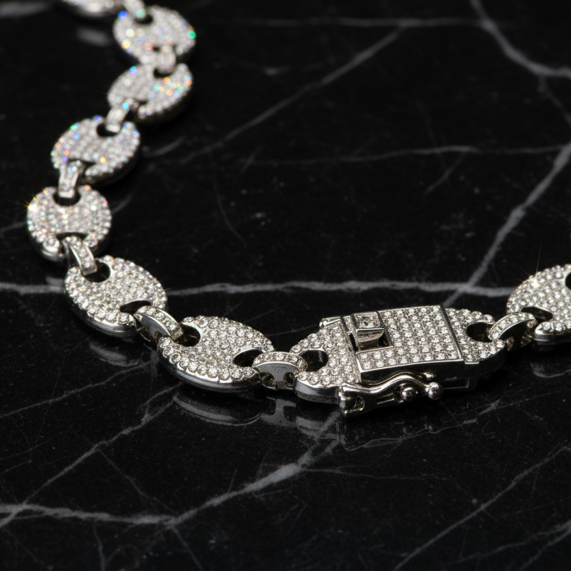 Puff Anchor Chain Clasp - Black Marble